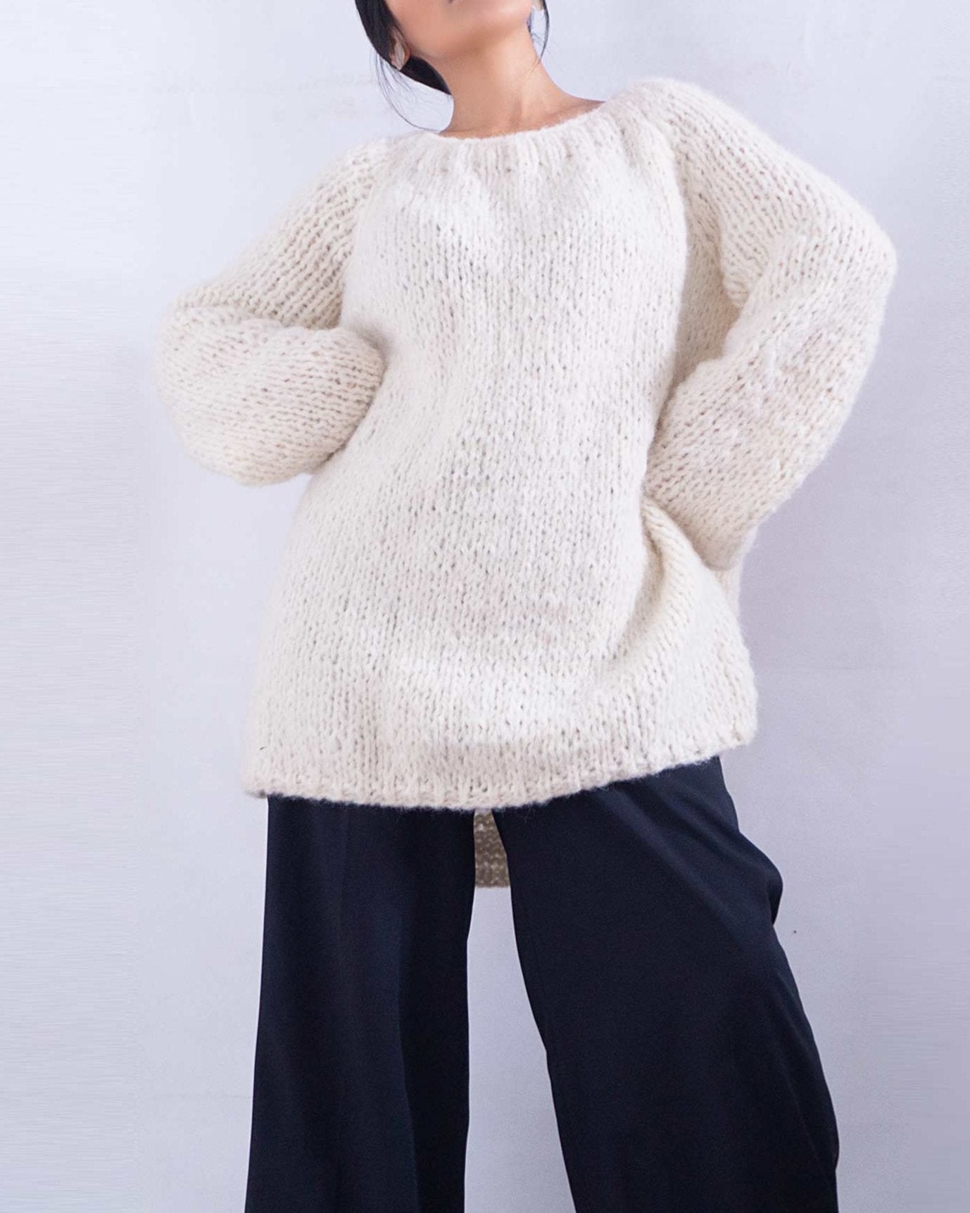 ALPACA OVERSIZED SWEATER DRESS - IVORY
