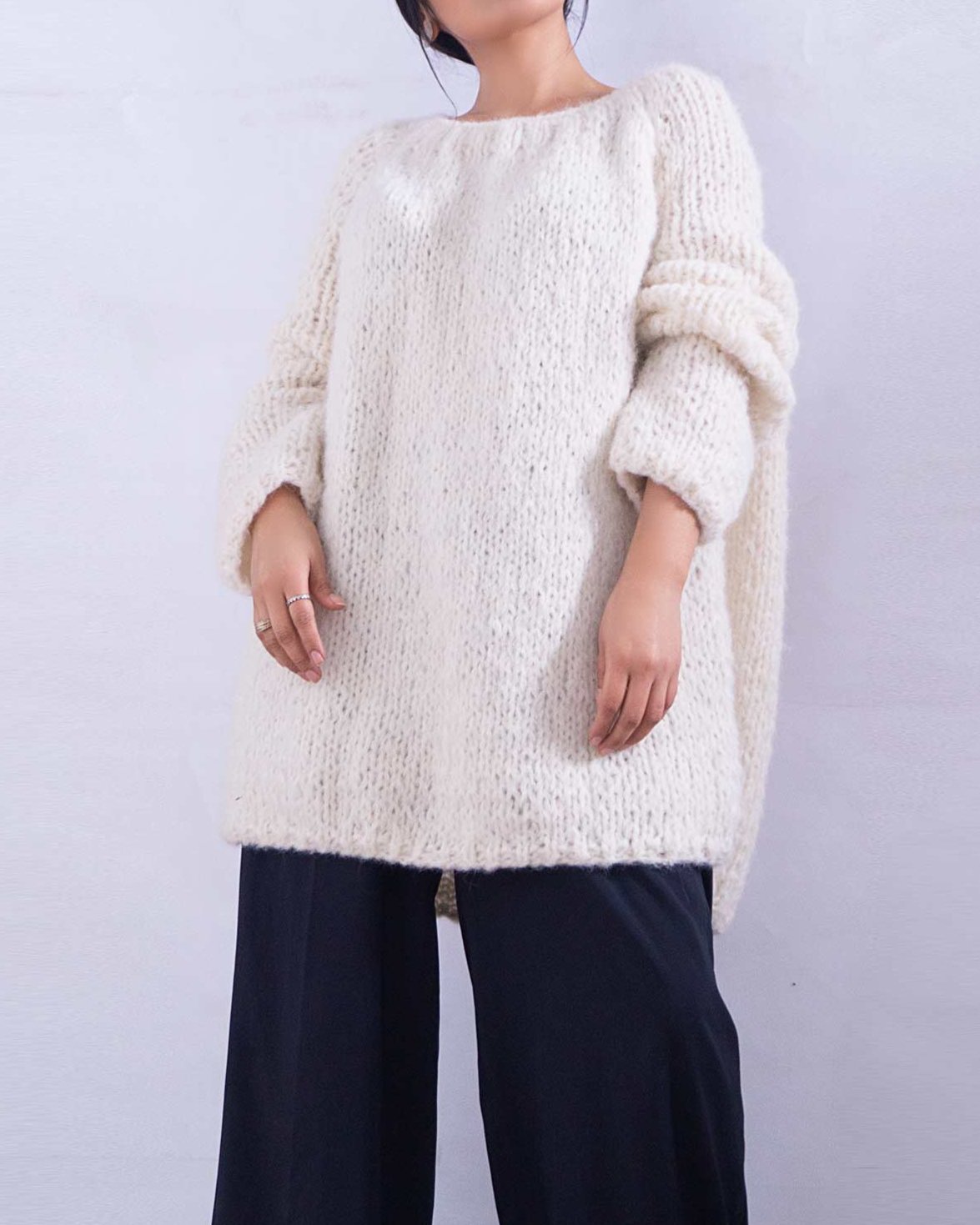 ALPACA OVERSIZED SWEATER DRESS - IVORY