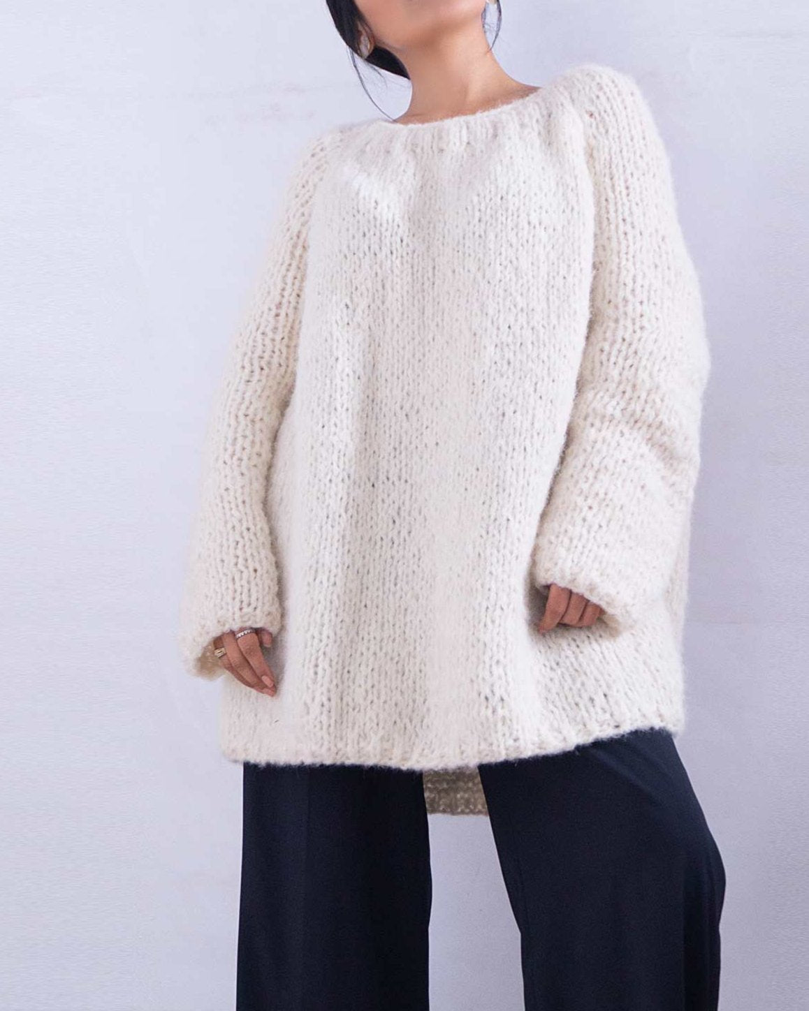 ALPACA OVERSIZED SWEATER DRESS - IVORY