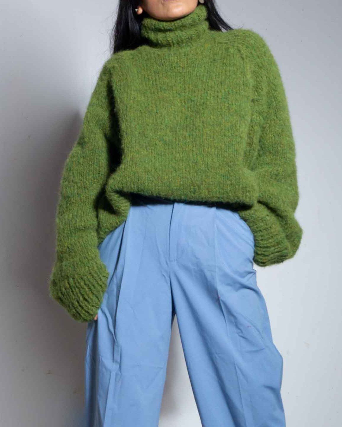 ALPACA OVERSIZED SWEATERS FOR WOMEN - GREEN