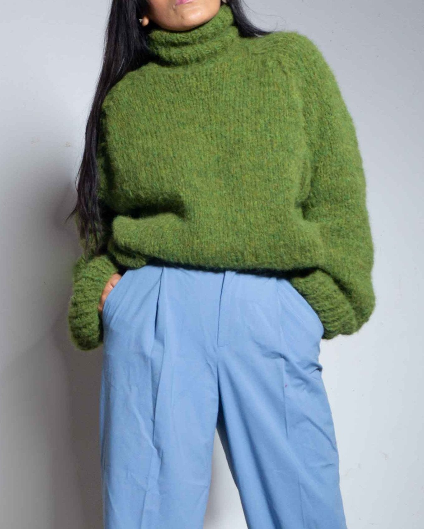 ALPACA OVERSIZED SWEATERS FOR WOMEN - GREEN
