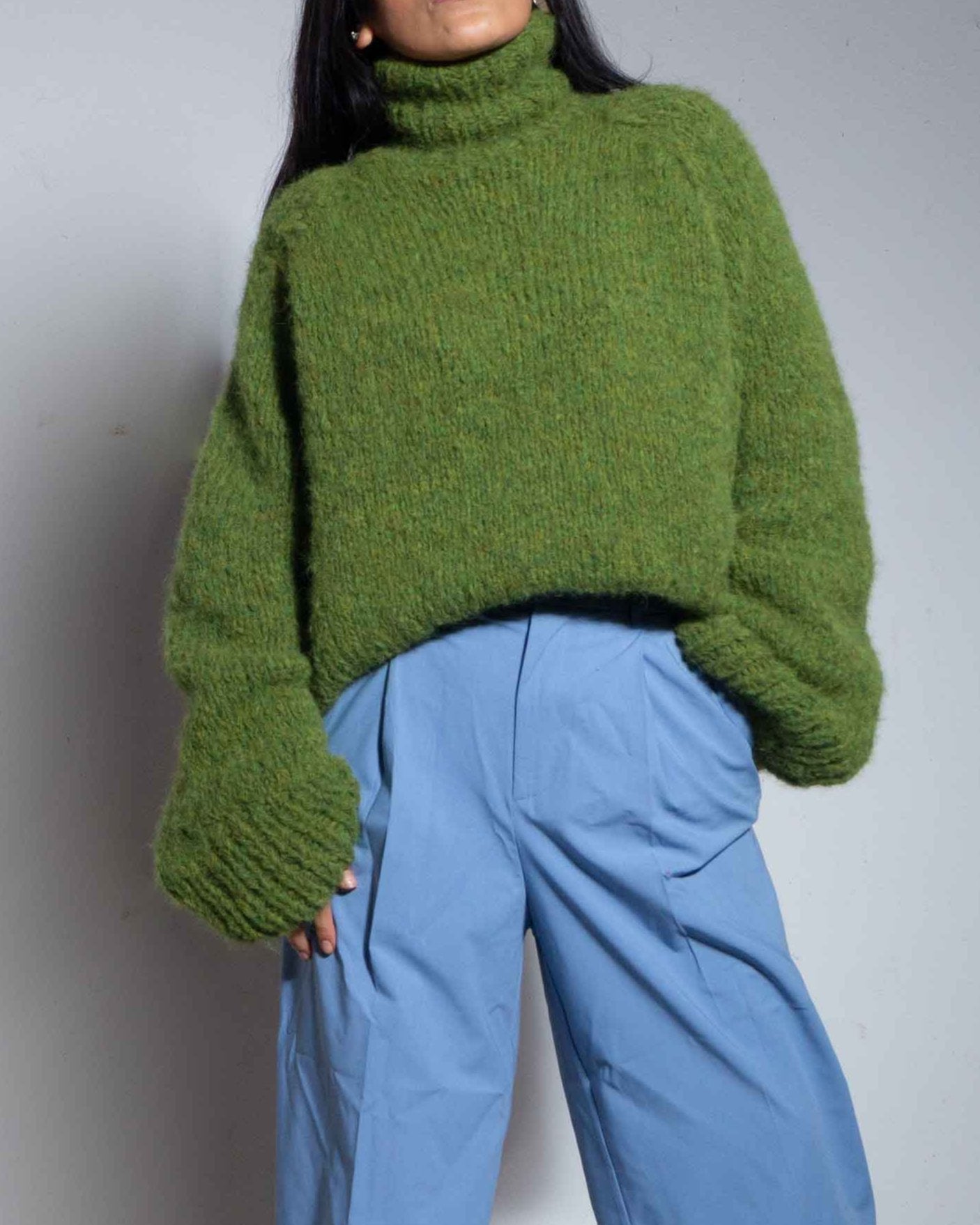 ALPACA OVERSIZED SWEATERS FOR WOMEN - GREEN