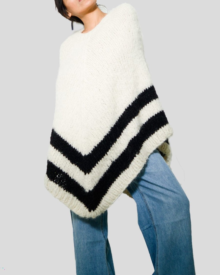 ALPACA KNIT WOOL CAPE