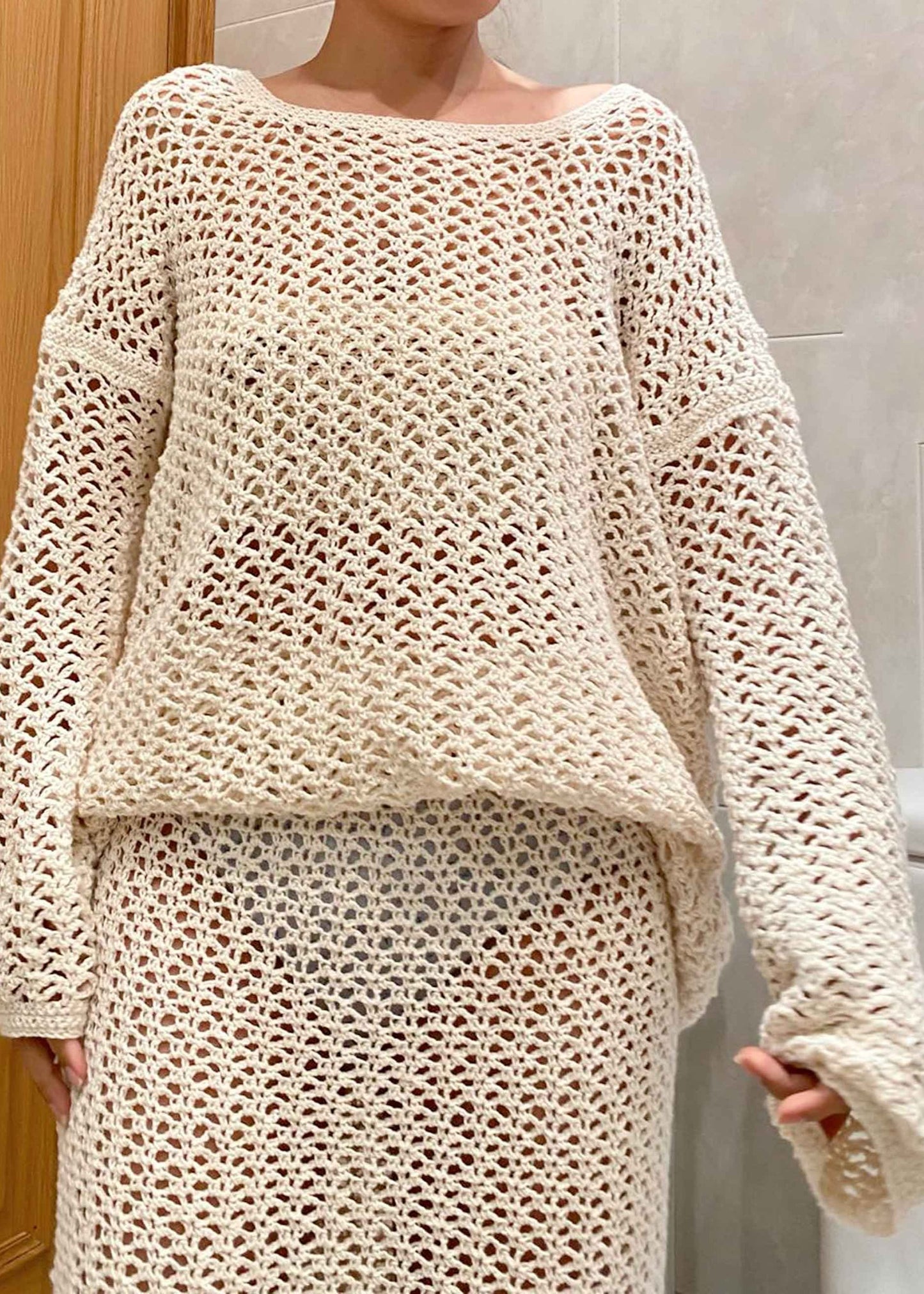 CROCHET ECO COTTON SWEATER