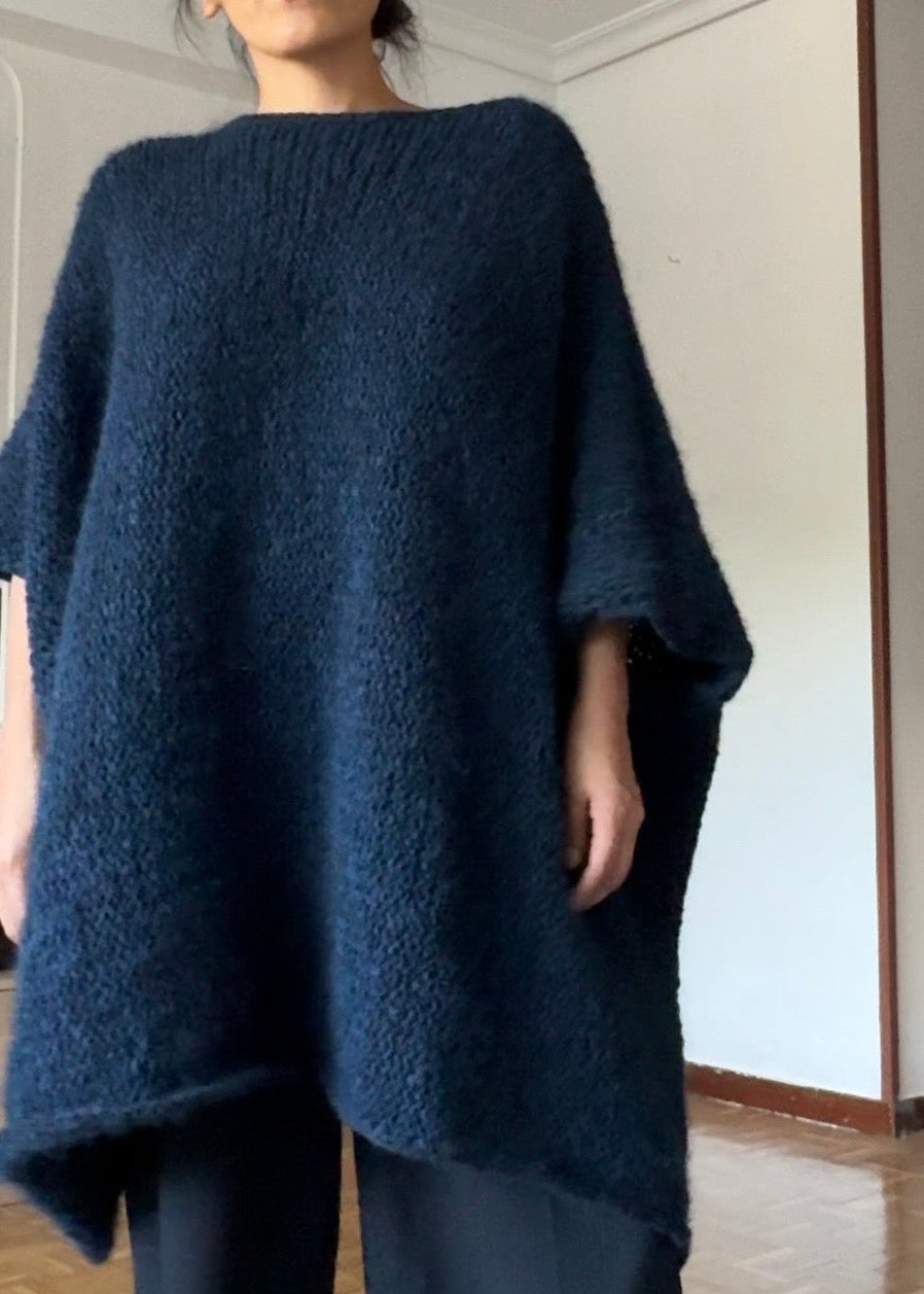 Oversized Alpaca Poncho Cape Sweater | Asymmetric Slouchy Knit