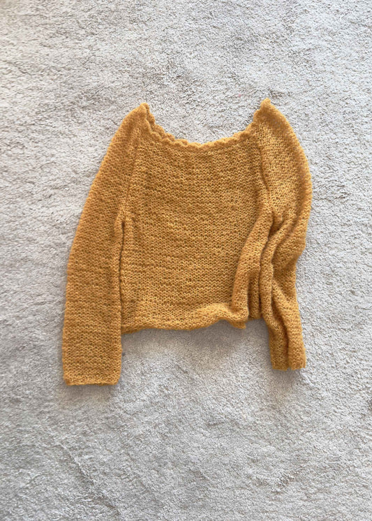 Handmade Slouchy Knit Alpaca Sweater | Cropped Blouse Top | Slouchy Summer Sweater