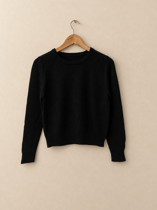 Hand Knit Cable Alpaca Cropped Sweater | Sustainable YAKU