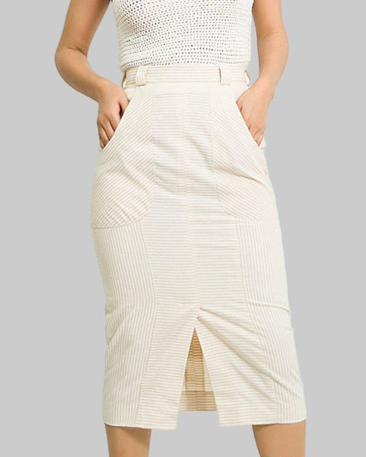 Organic Cotton High Waist Pencil Skirt - Handmade Maxi Skirt