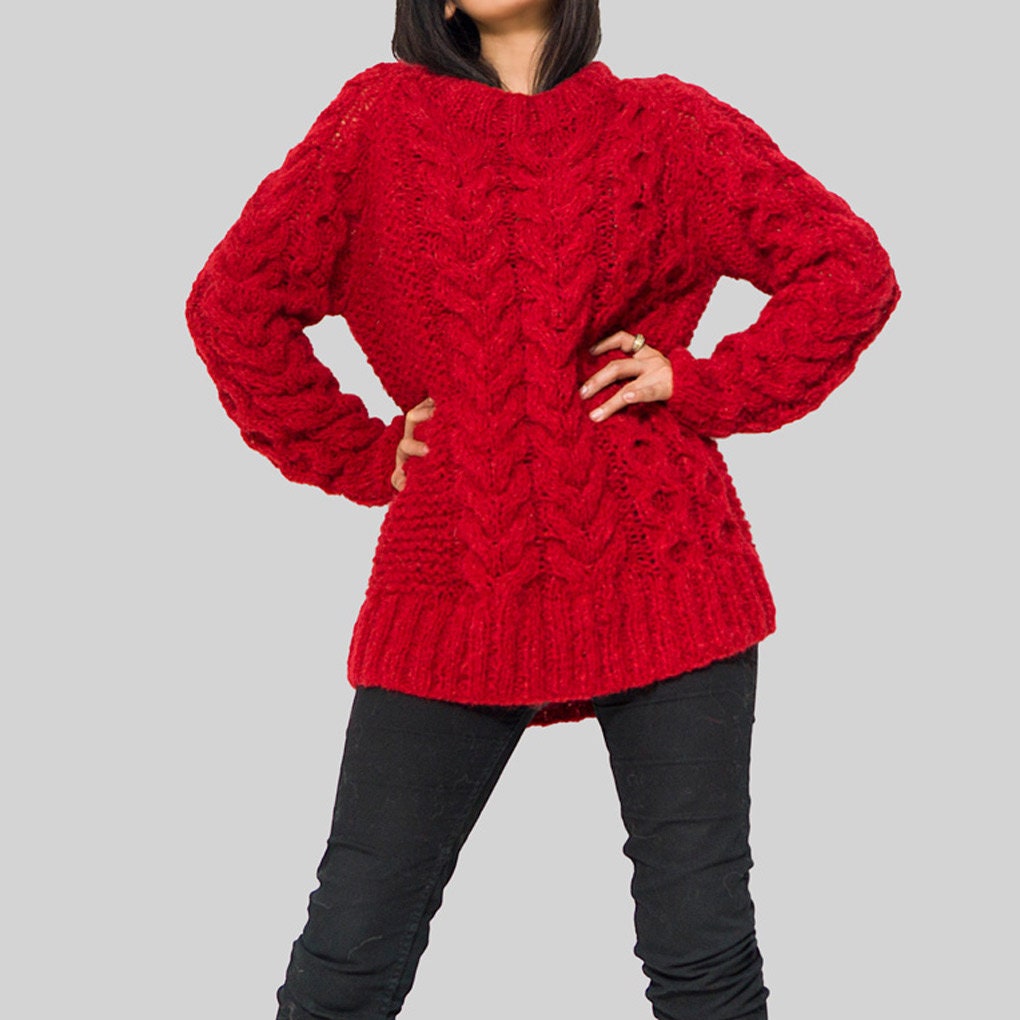 Handmade Alpaca Cable Knit Sweater | Chunky Oversized Winter Jumper