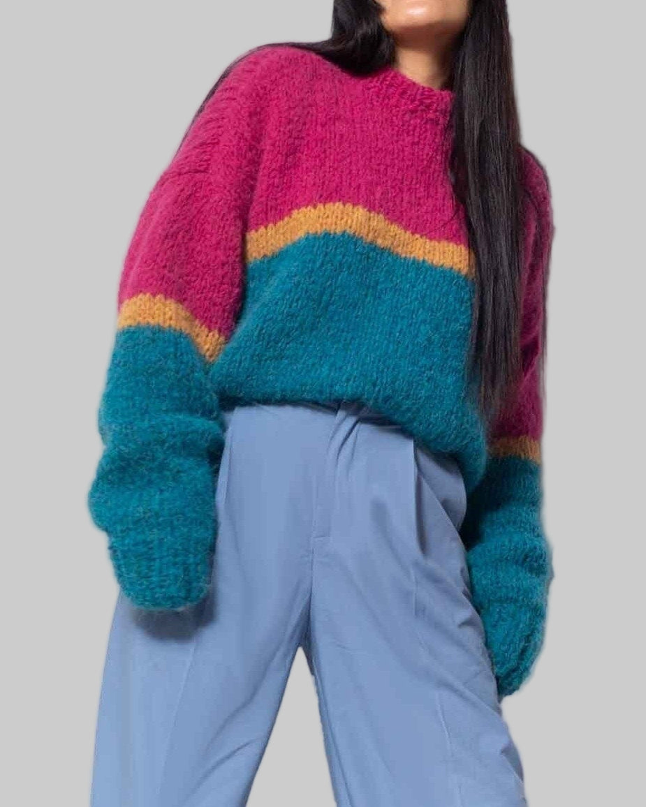 Hand Knit Alpaca Crop Sweater | Slouchy Oversized Winter Top