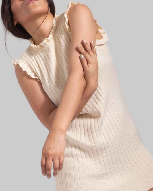 Ruffled Organic Cotton Mini Dress | Sleeveless Tank Dress