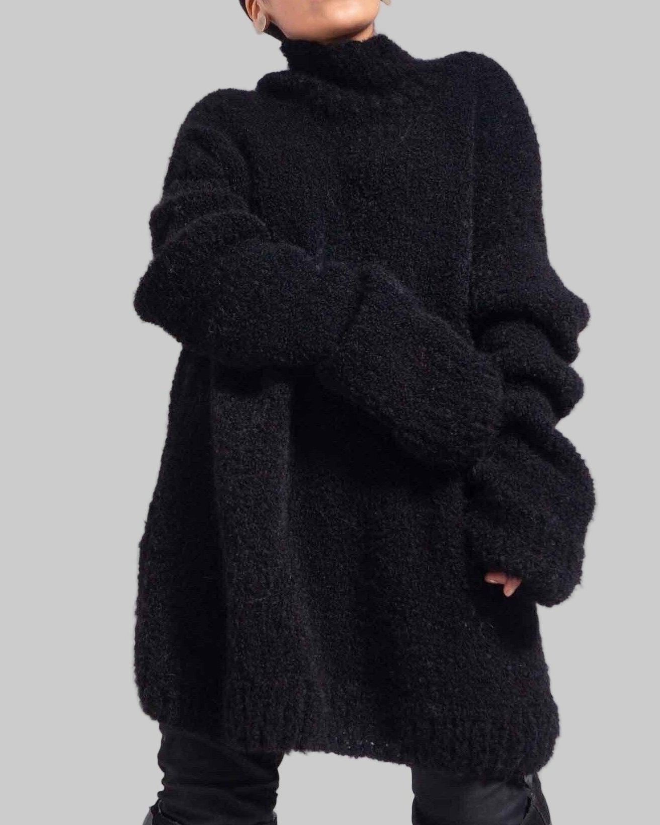 KUNTUR Oversized Knit Alpaca Sweater Dress