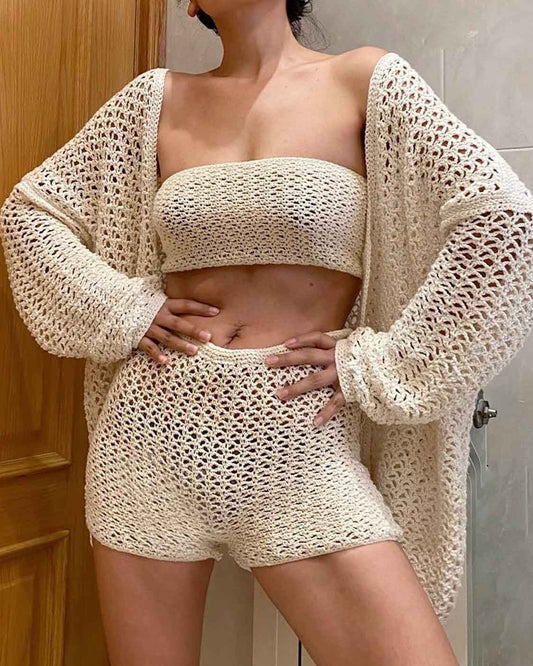 Crochet High Waisted Shorts | Organic Cotton Knit
