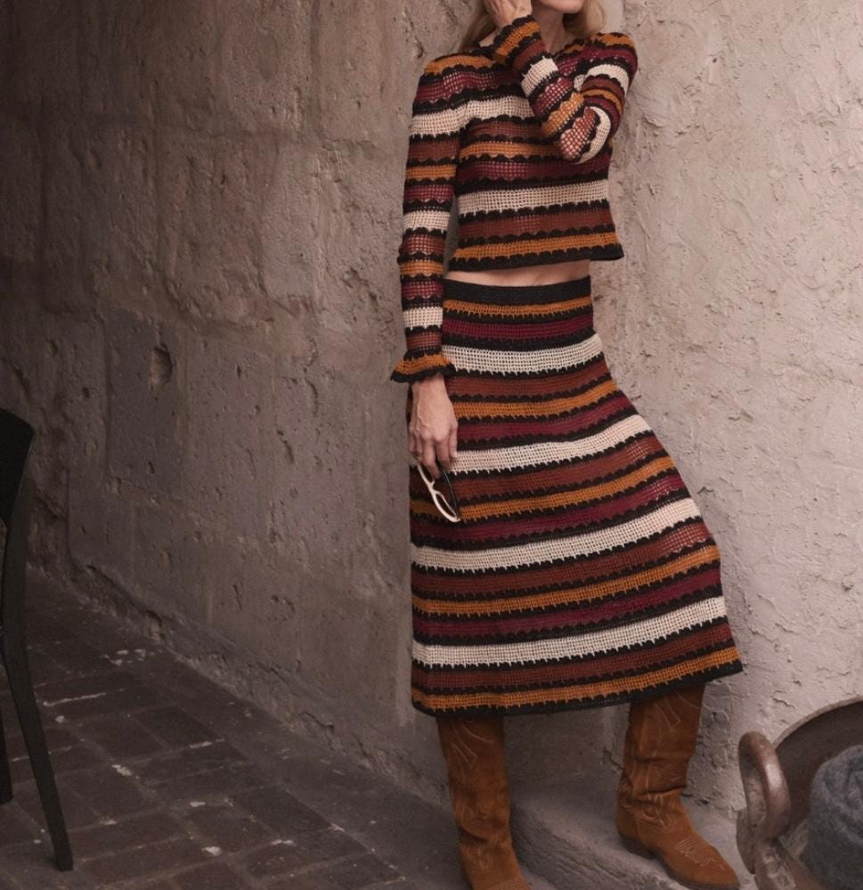 Handmade Alpaca Crochet Sweater Top - Women's V-Neck Jumper