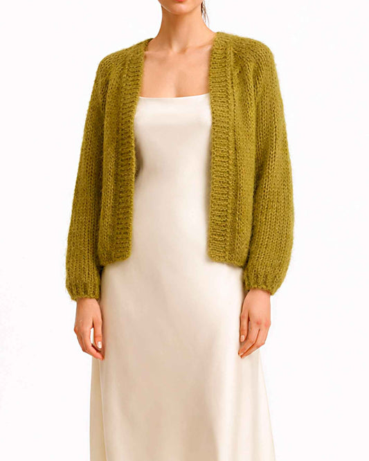 Chunky Knit Alpaca Cardigan | Oversized Wool Bomber Jacket