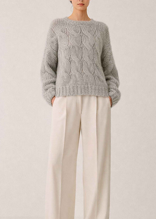 APU Handmade Cropped Cable Knit Alpaca Sweater | Short Pullover