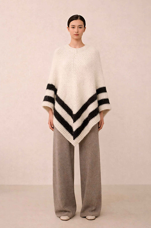 Handmade Alpaca Poncho Cape Sweater | Asymmetrical Knit