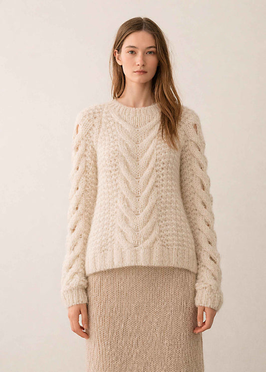 Handmade Alpaca Cable Knit Oversized Sweater | Nordic Style