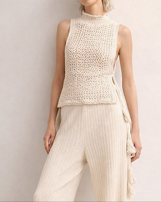 Sand Organic Cotton Sleeveless Top – Minimal Look