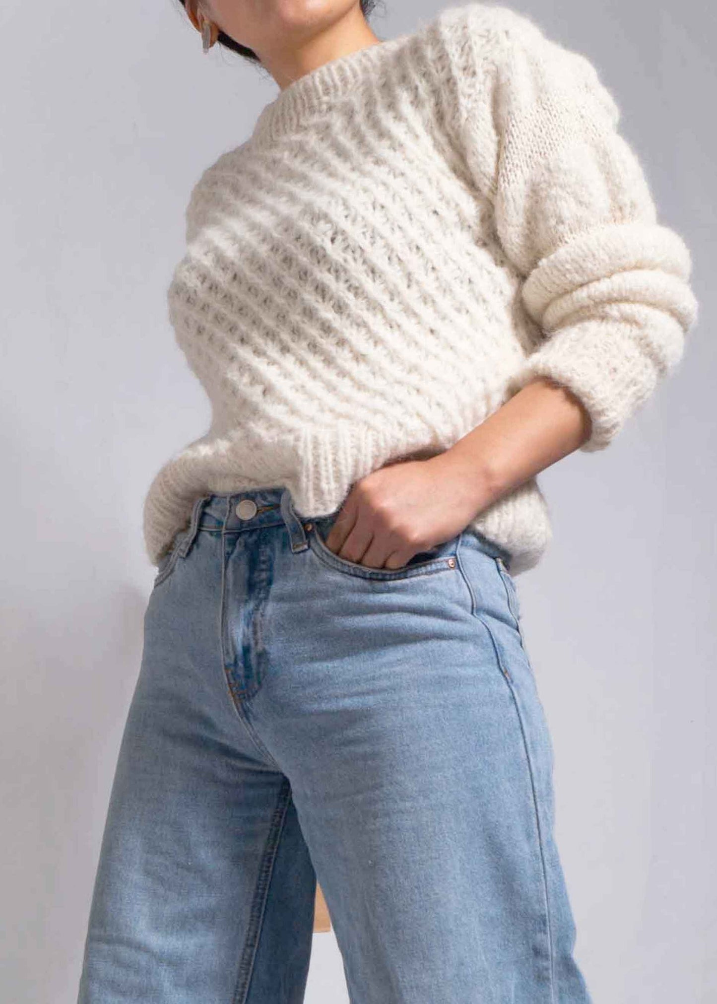 CABLE KNIT ALPACA WOOL SWEATER