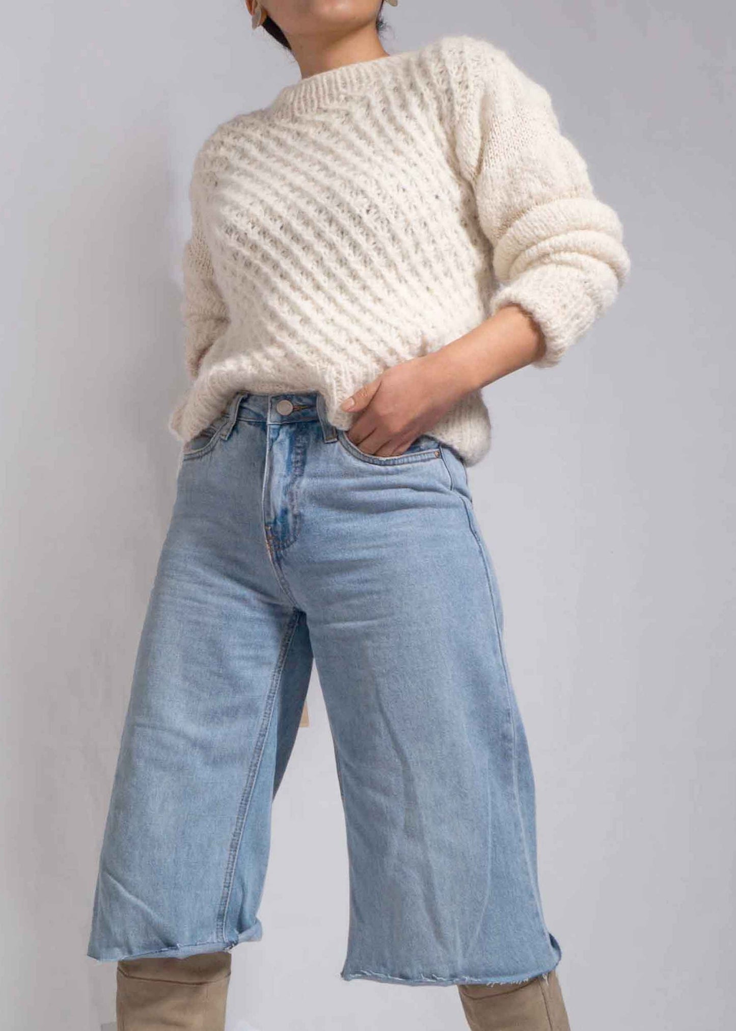 CABLE KNIT ALPACA WOOL SWEATER