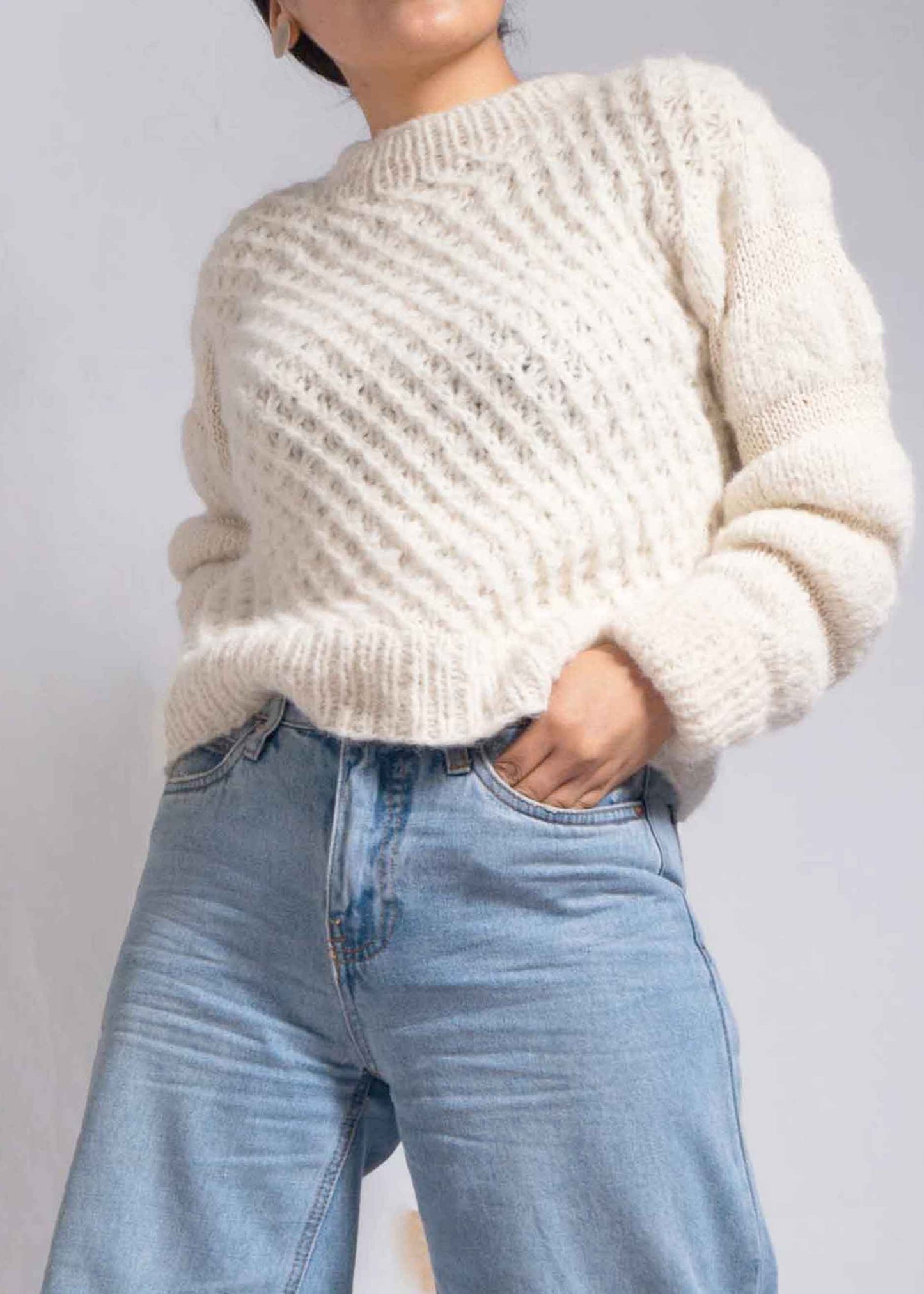 CABLE KNIT ALPACA WOOL SWEATER