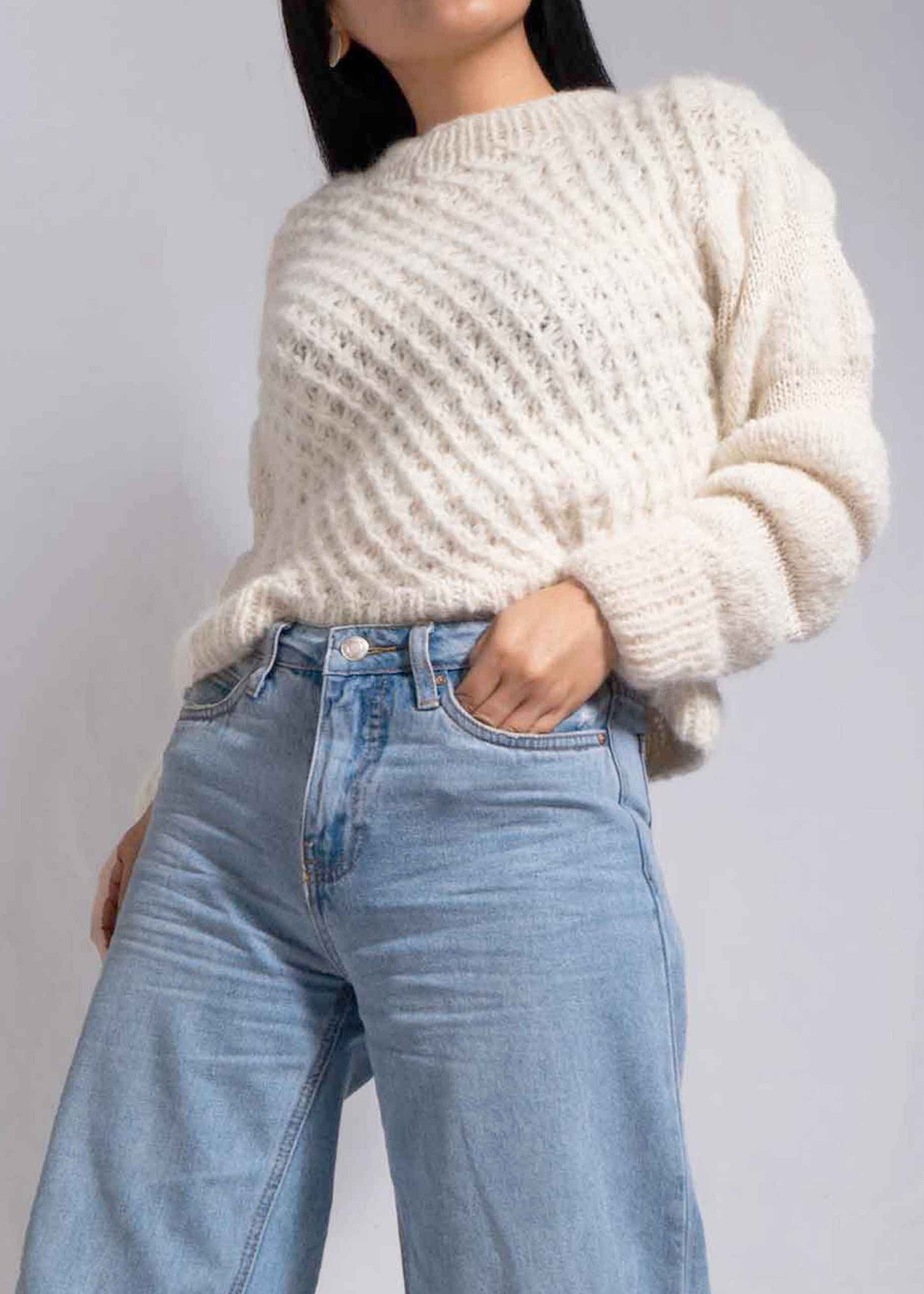 CABLE KNIT ALPACA WOOL SWEATER
