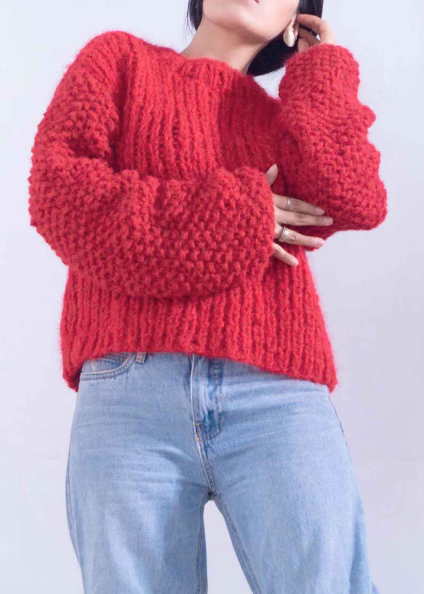 ALPACA RED CROPPED SWEATER