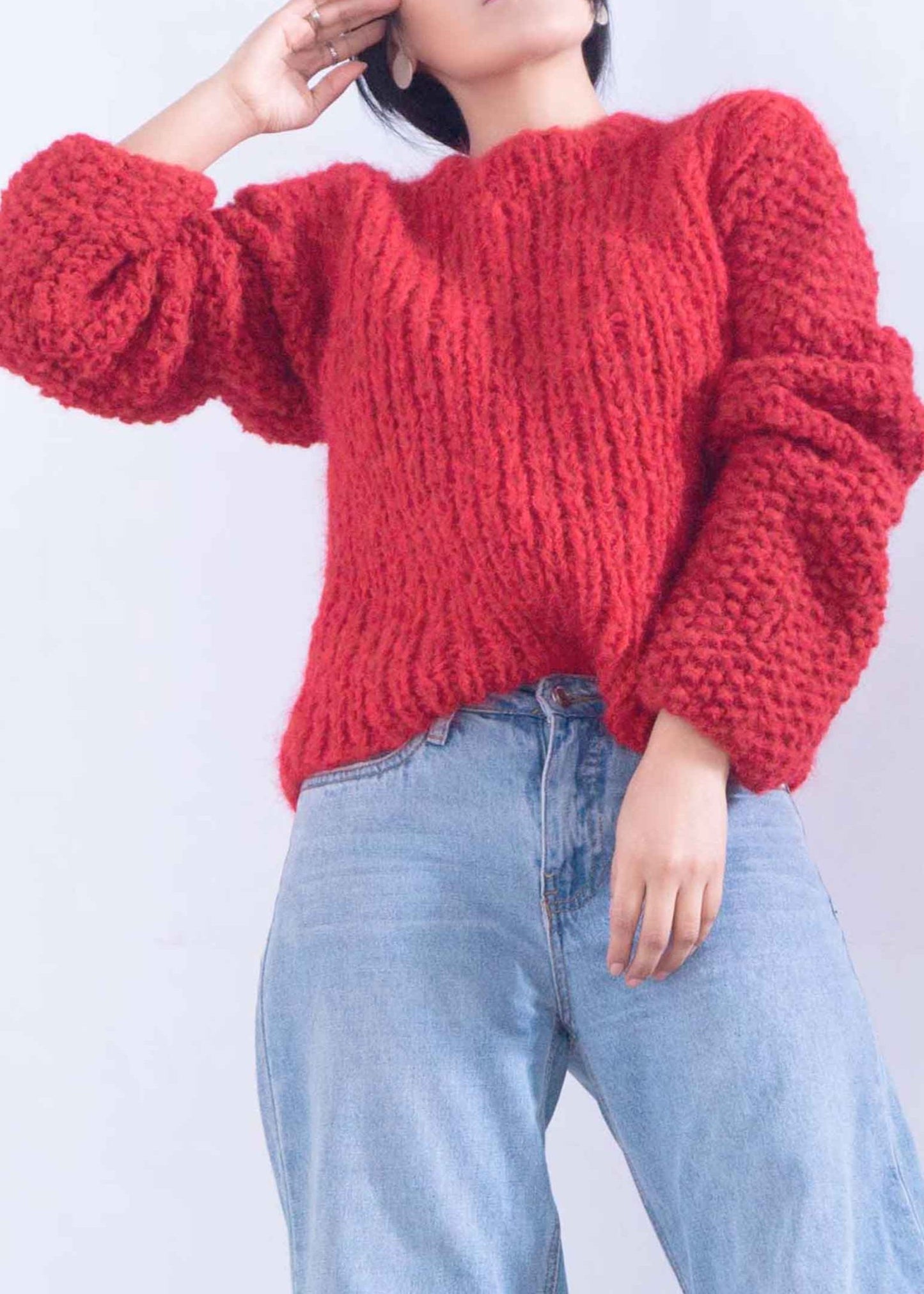 ALPACA RED CROPPED SWEATER