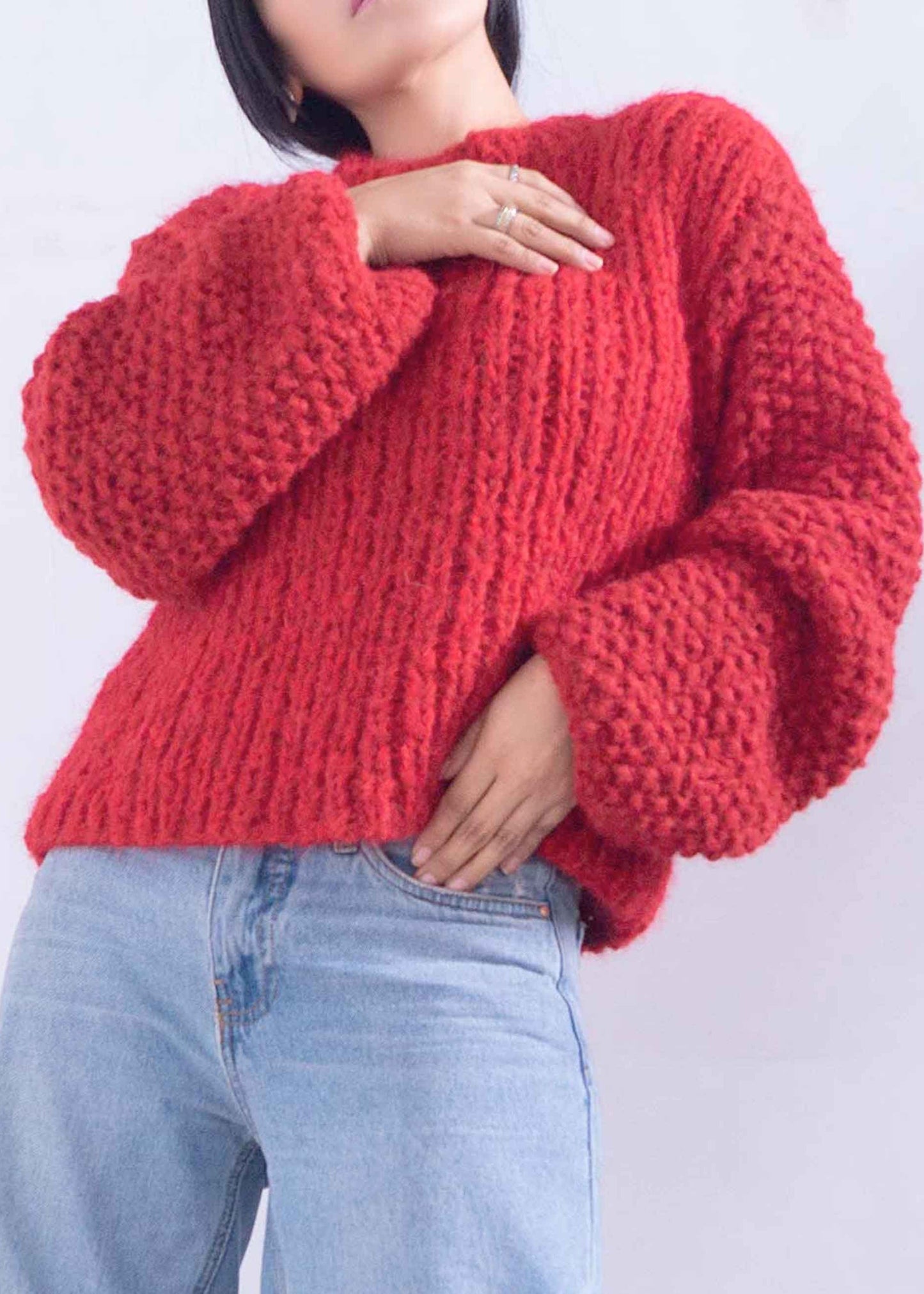 ALPACA RED CROPPED SWEATER