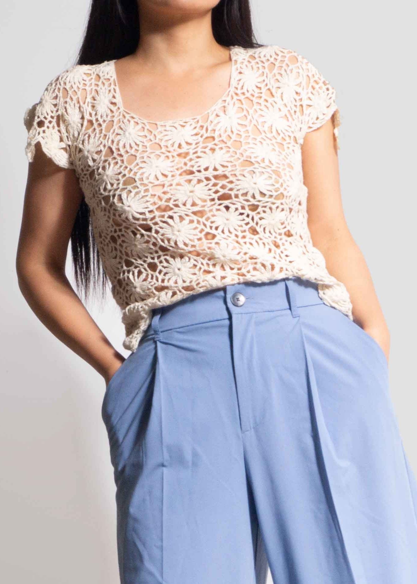 MAU CROCHET TOP - PARDO