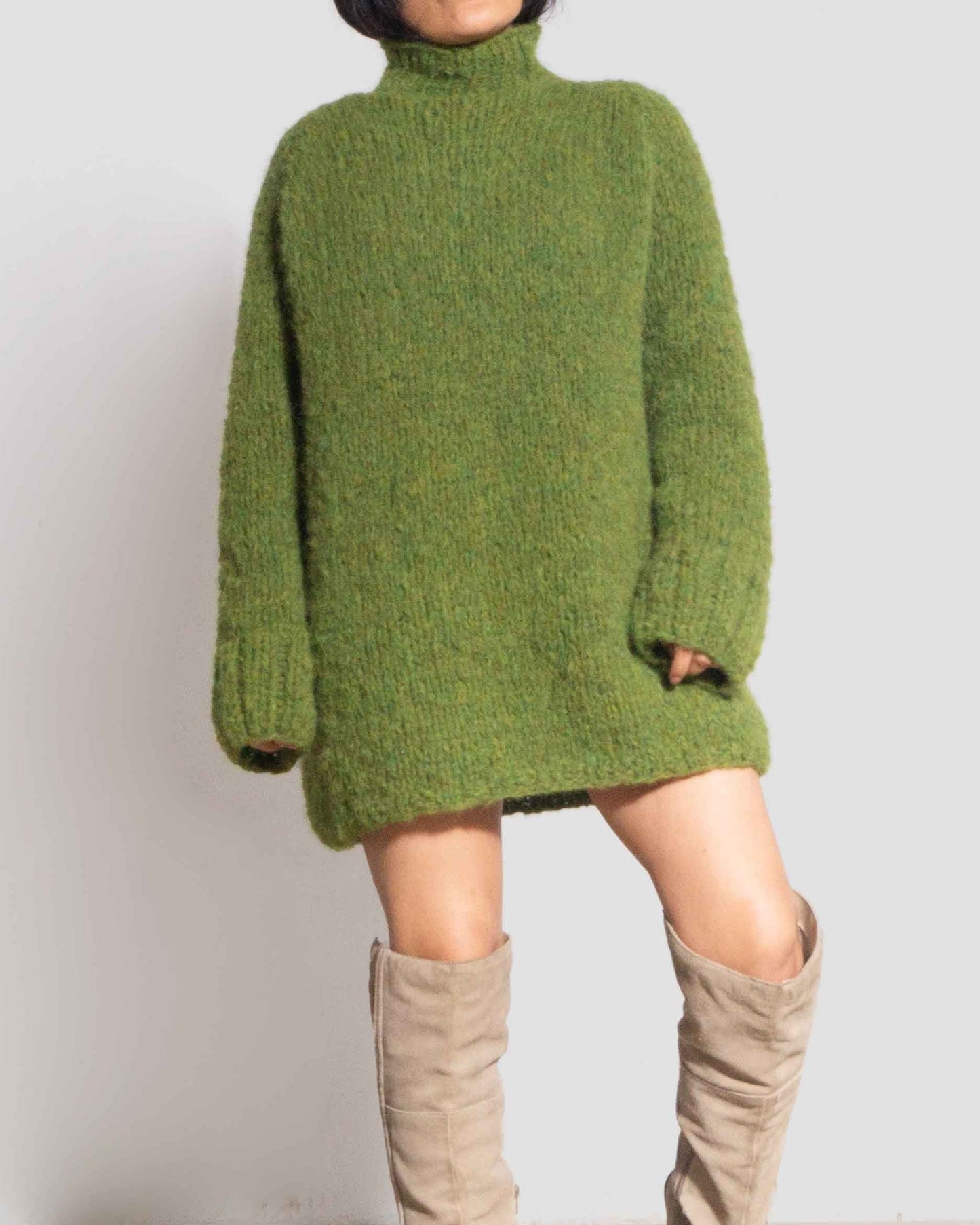 ALPACA SWEATER DRESS - GREEN
