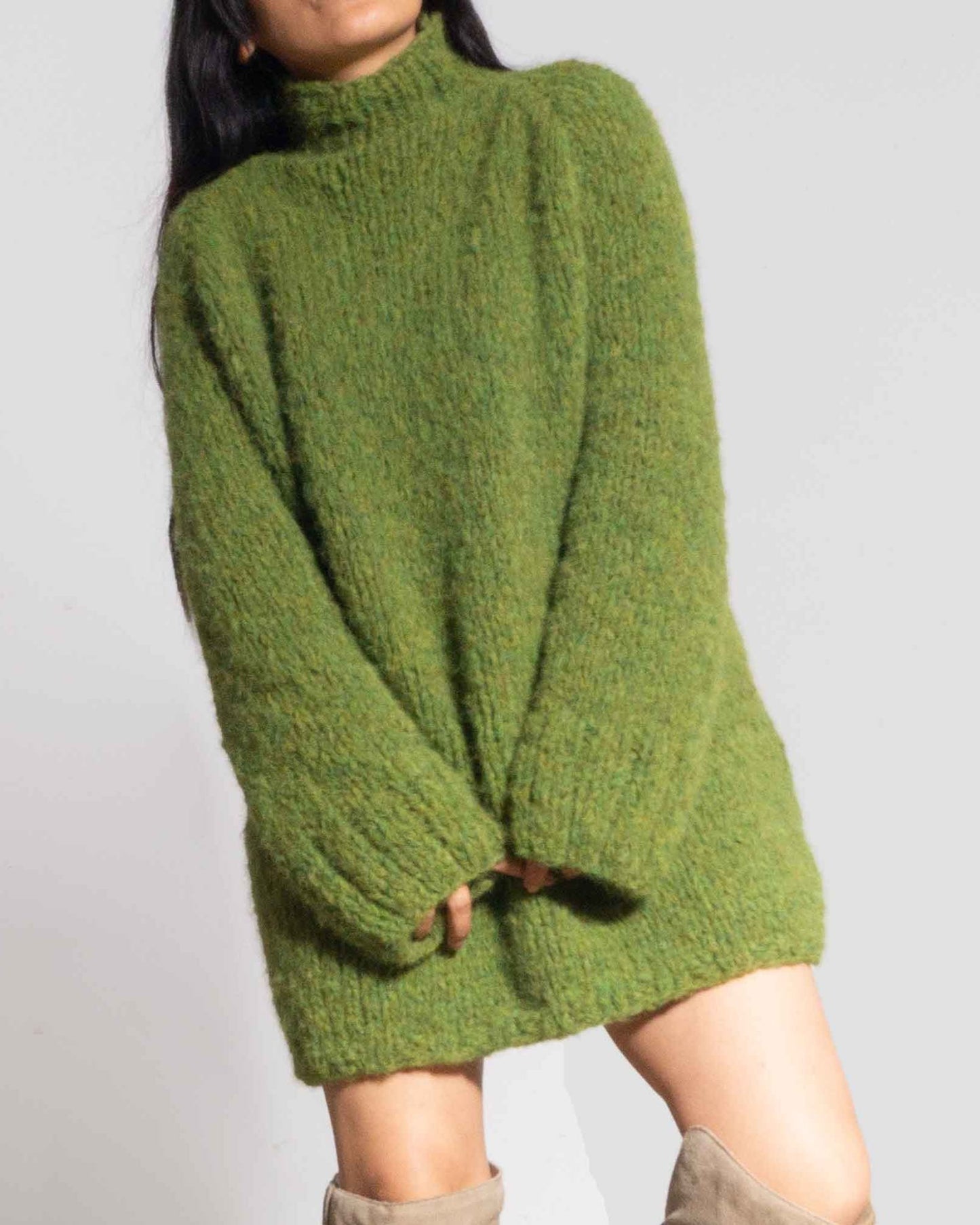ALPACA SWEATER DRESS - GREEN