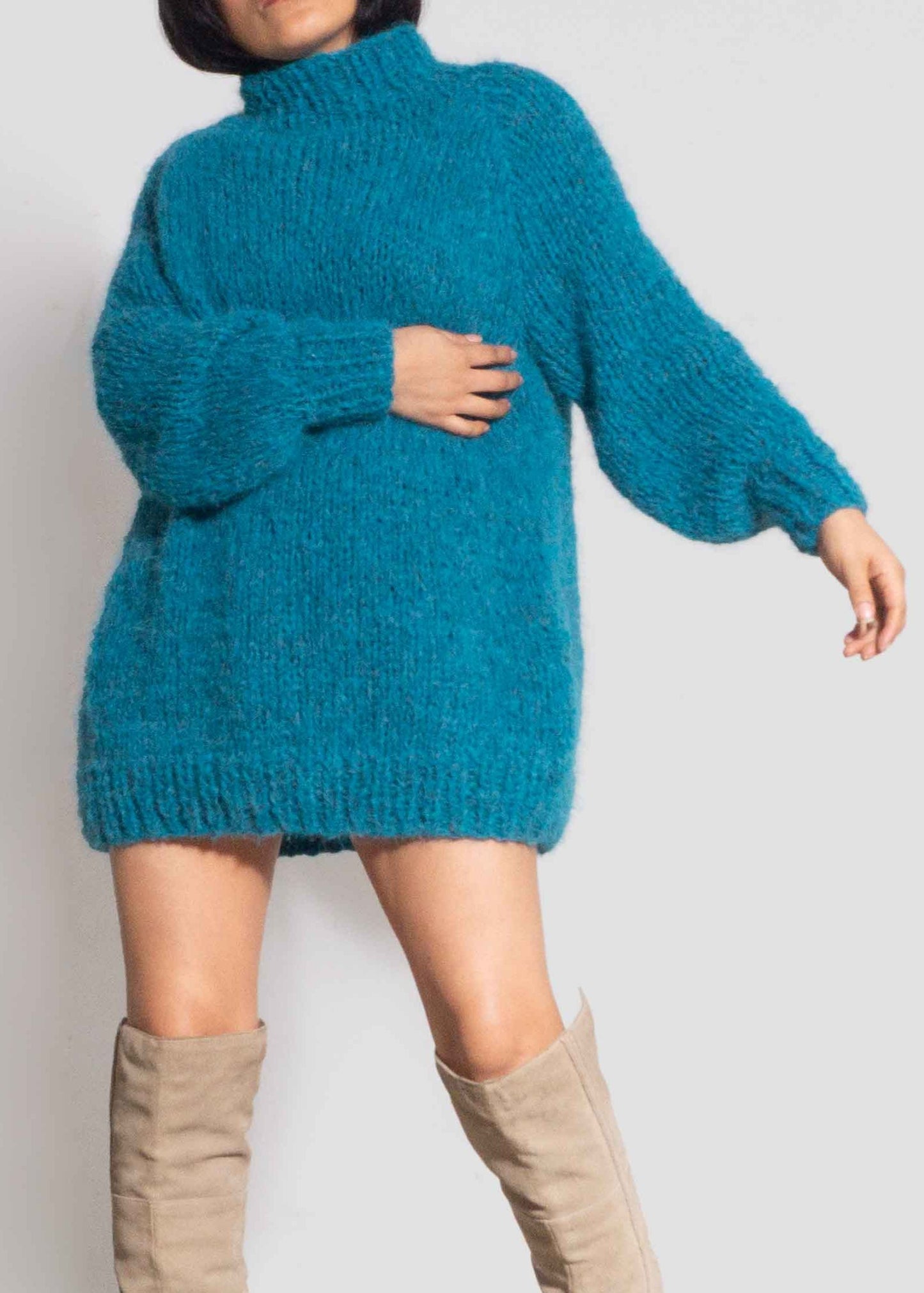 ALPACA SWEATER TURTLENECK - TURQUOISE