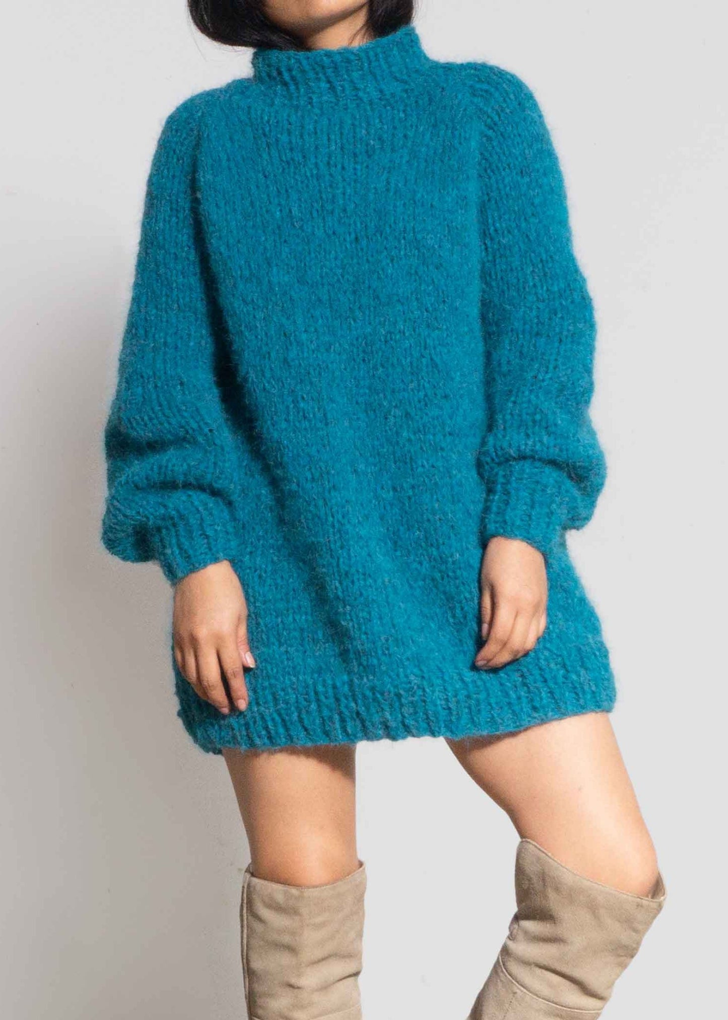 ALPACA SWEATER TURTLENECK - TURQUOISE
