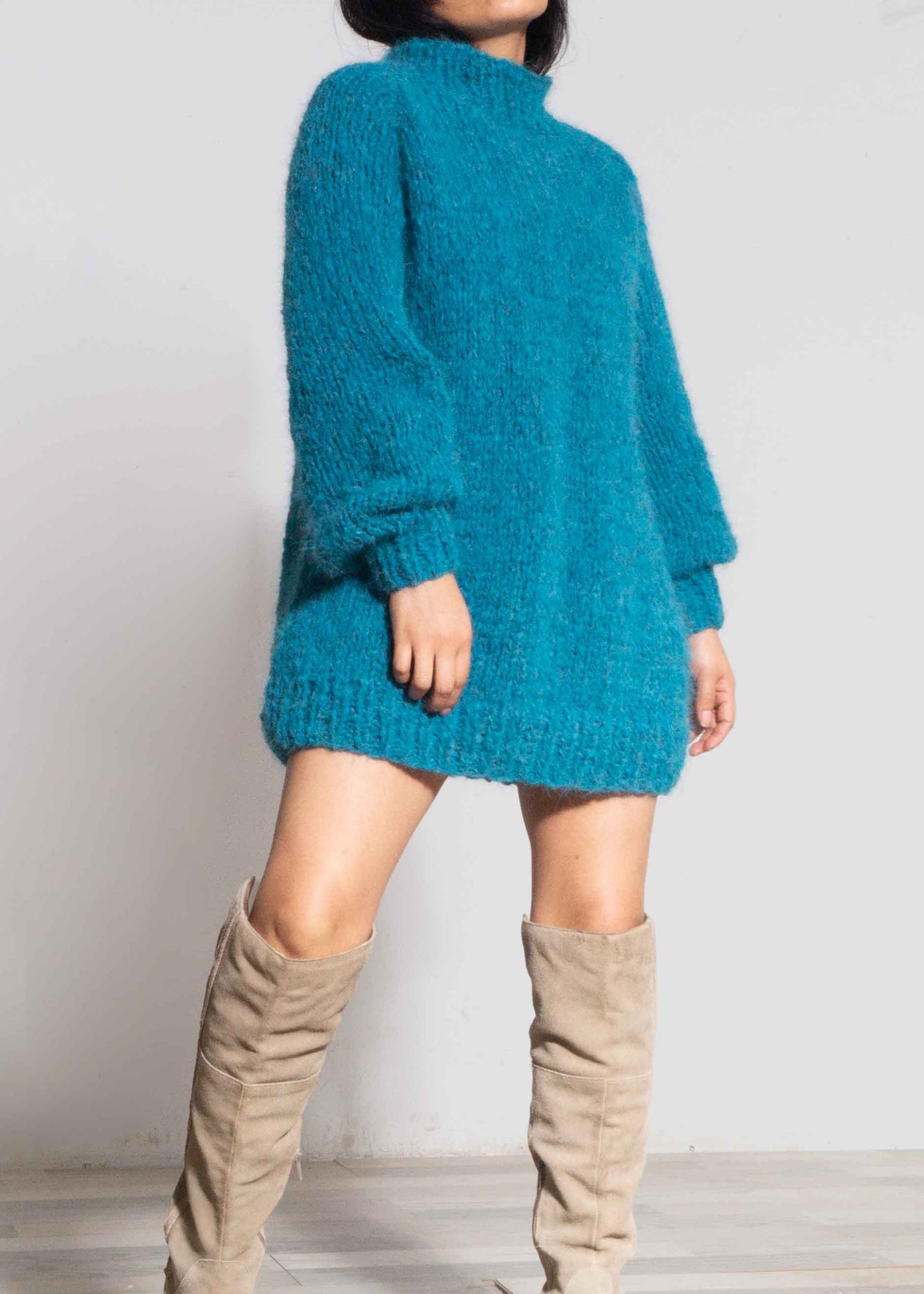 ALPACA SWEATER TURTLENECK - TURQUOISE