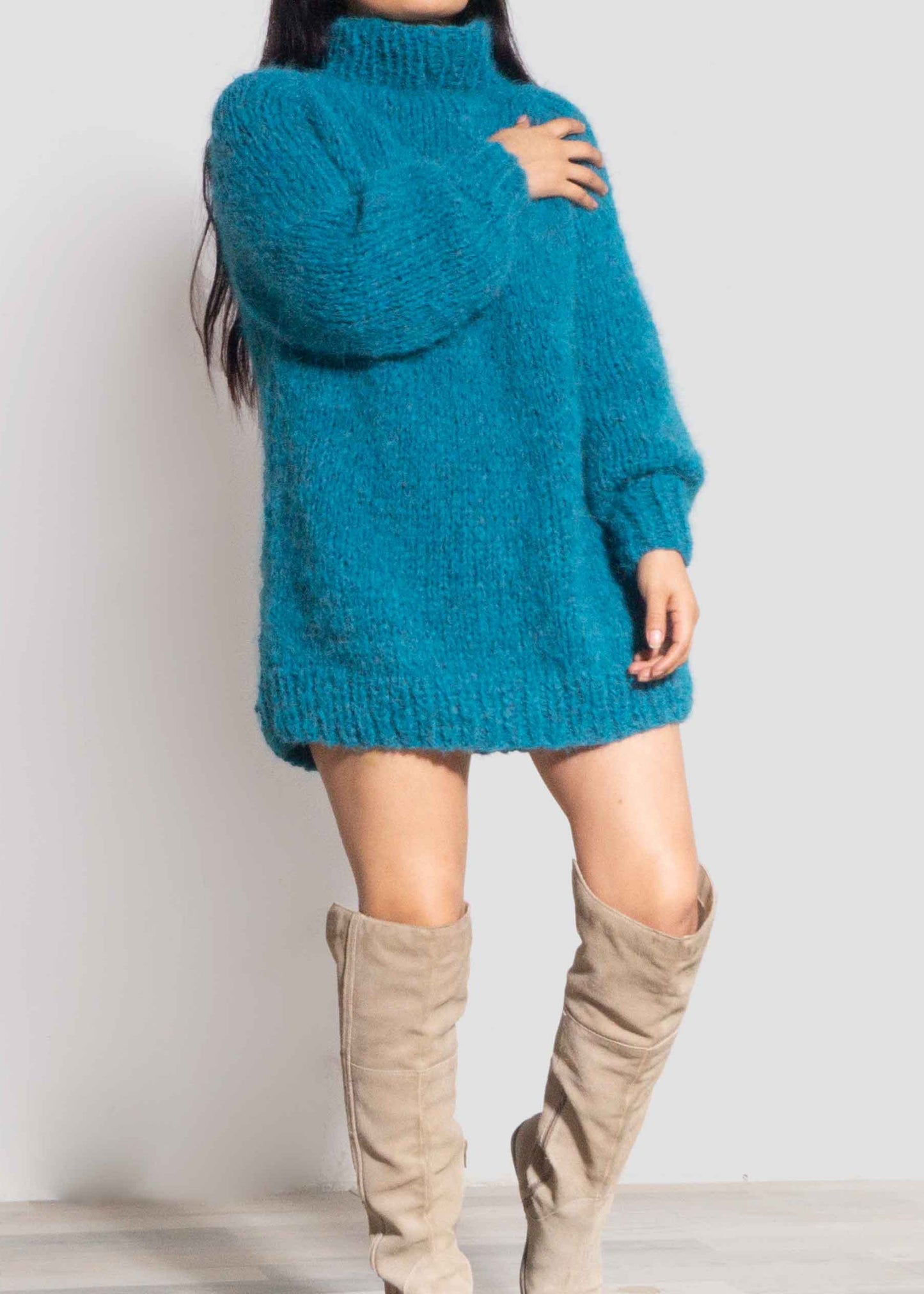 ALPACA SWEATER TURTLENECK - TURQUOISE