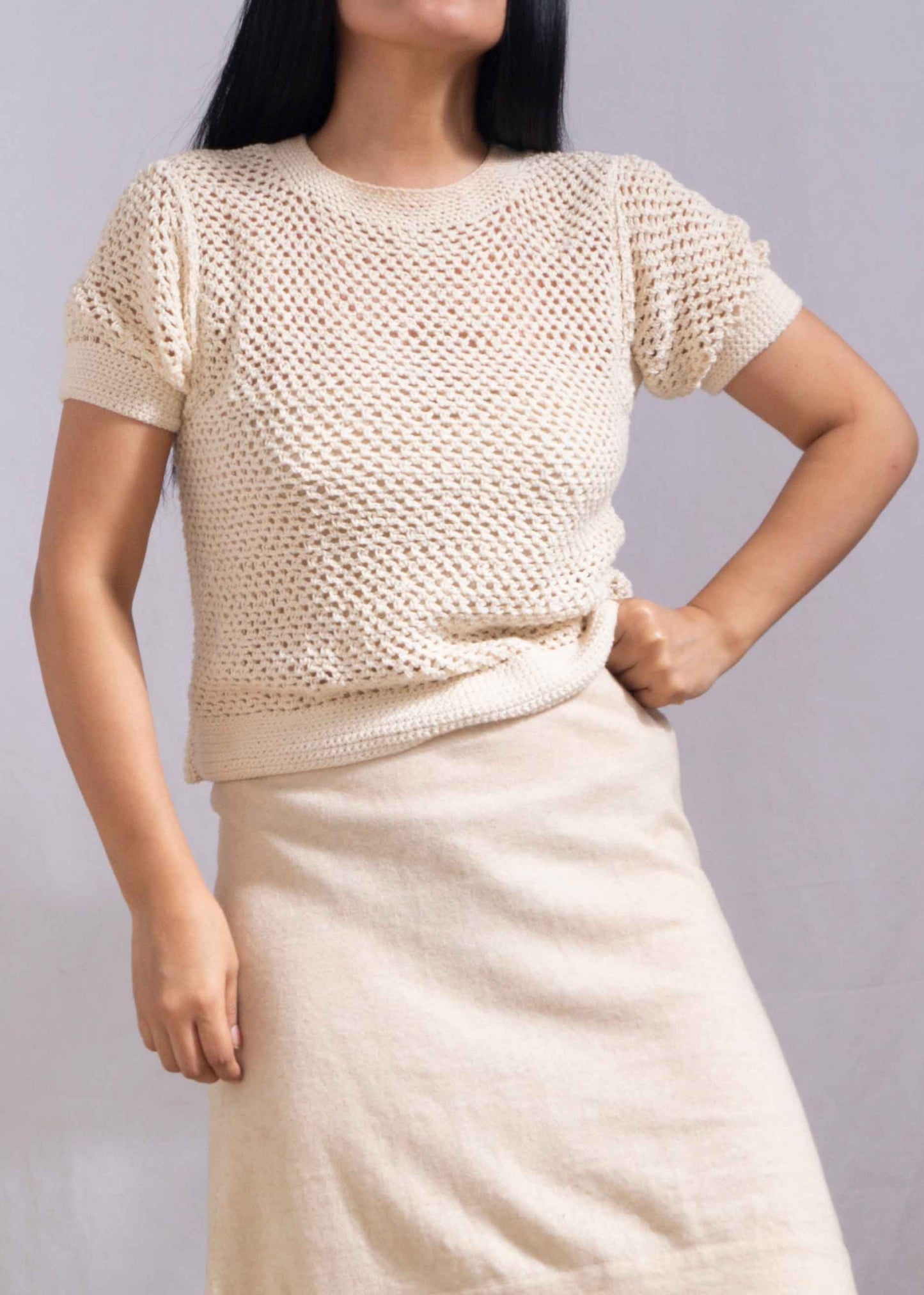 Crochet cotton Top - Ivory