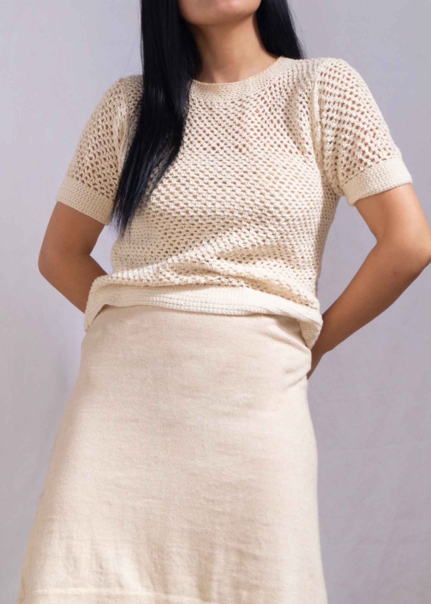 Crochet cotton Top - Ivory