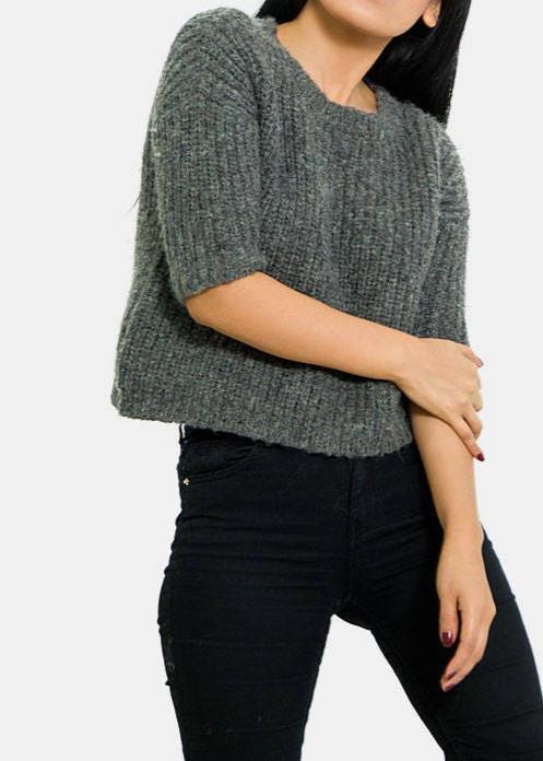 Short Sleeve knit alpaca Sweater