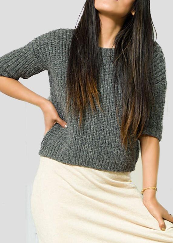 Short Sleeve knit alpaca Sweater