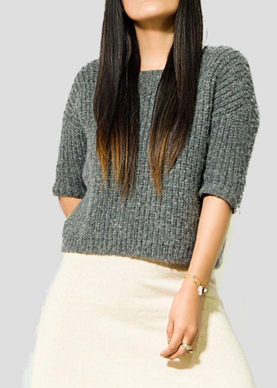 Short Sleeve knit alpaca Sweater