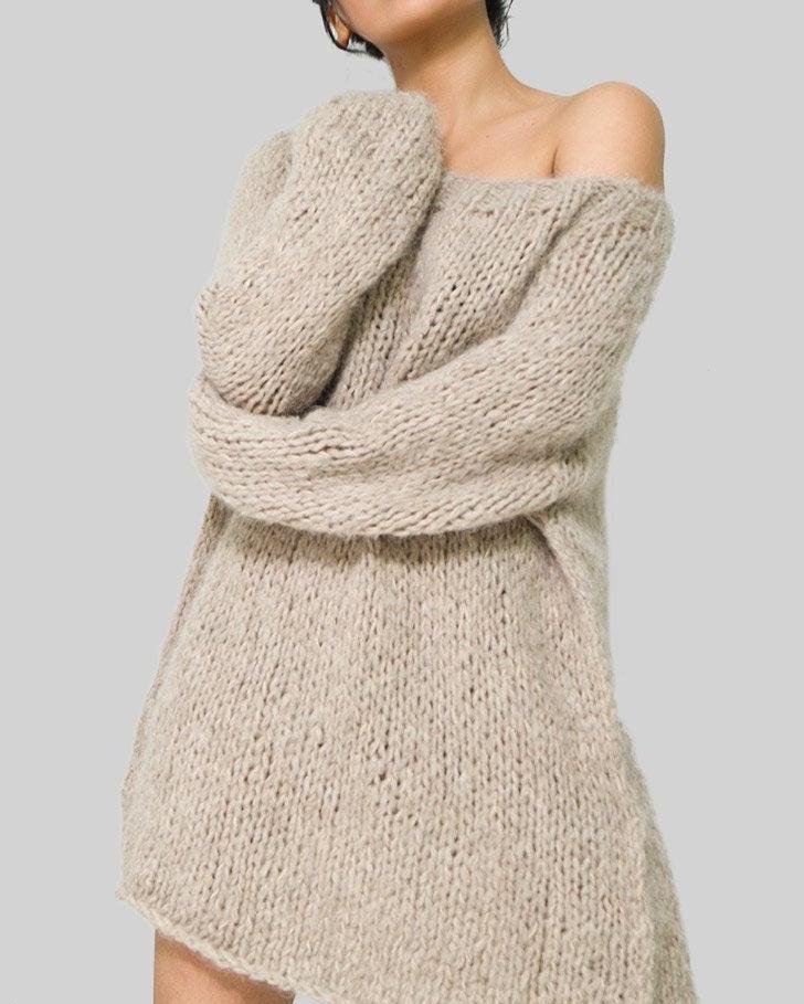 ALPACA OVERSIZED SWEATER DRESS - IVORY