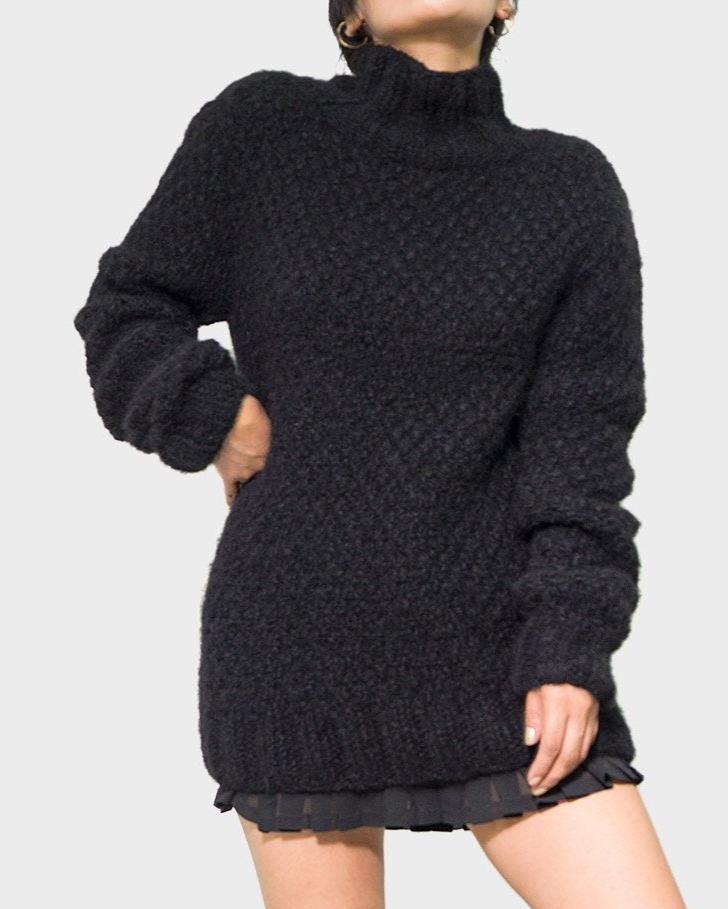 ALPACA WOOL SWEATER TURTLENECK - BLACK