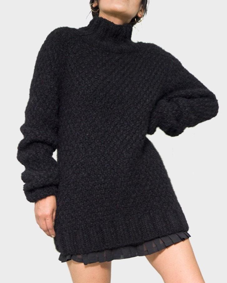ALPACA WOOL SWEATER TURTLENECK - BLACK