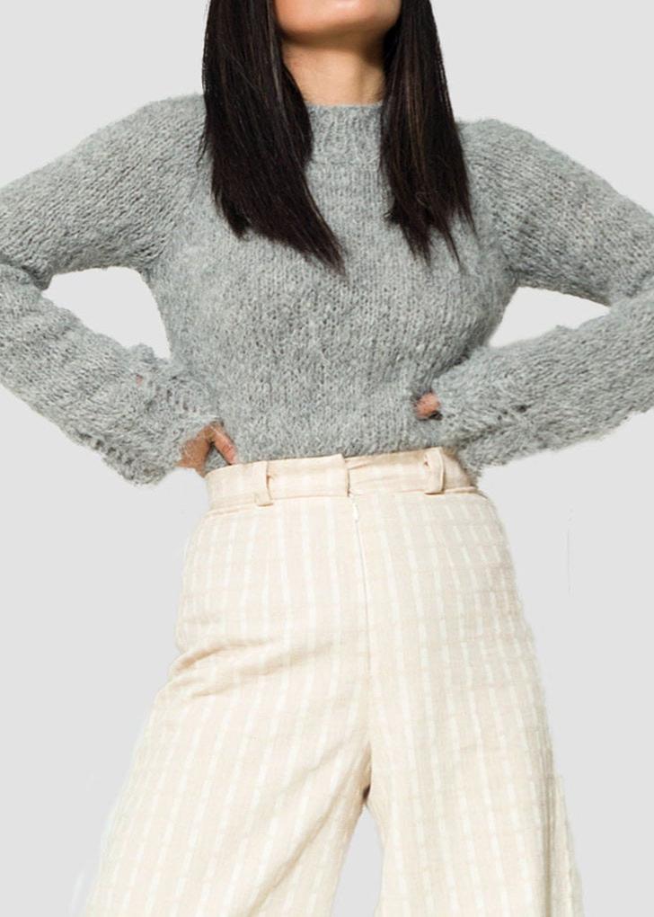 ALPACA SWEATER TOP - GRAY