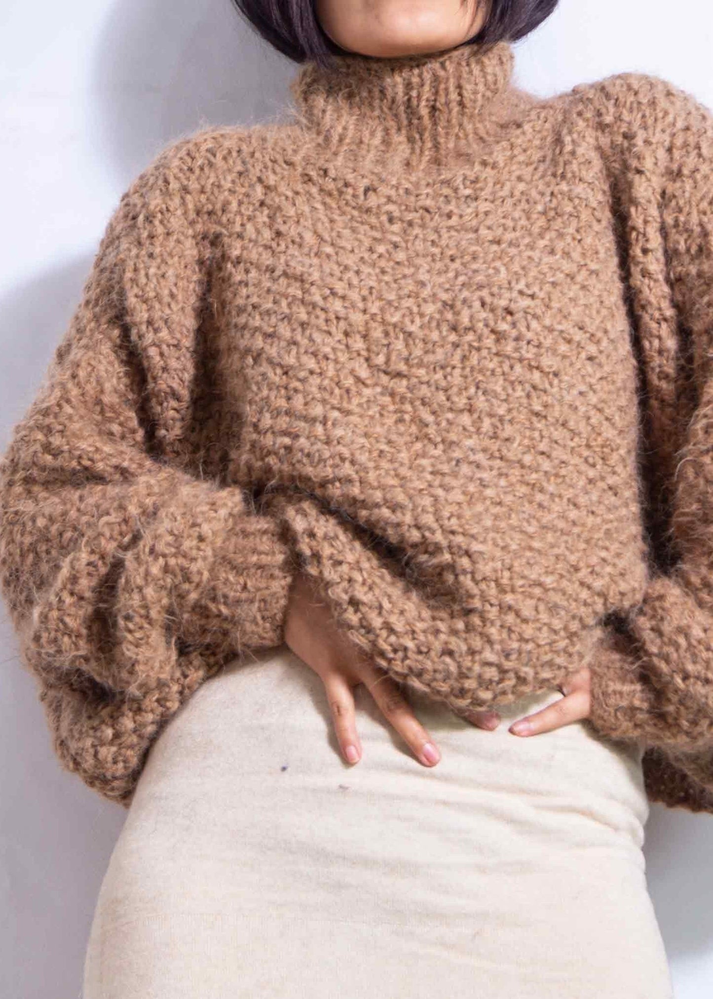 Loose Chunky knit alpaca sweater for women