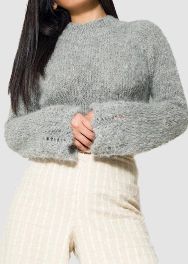 ALPACA SWEATER TOP - GRAY
