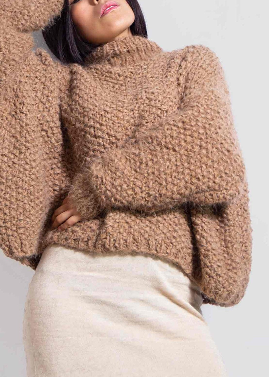 Loose Chunky knit alpaca sweater for women