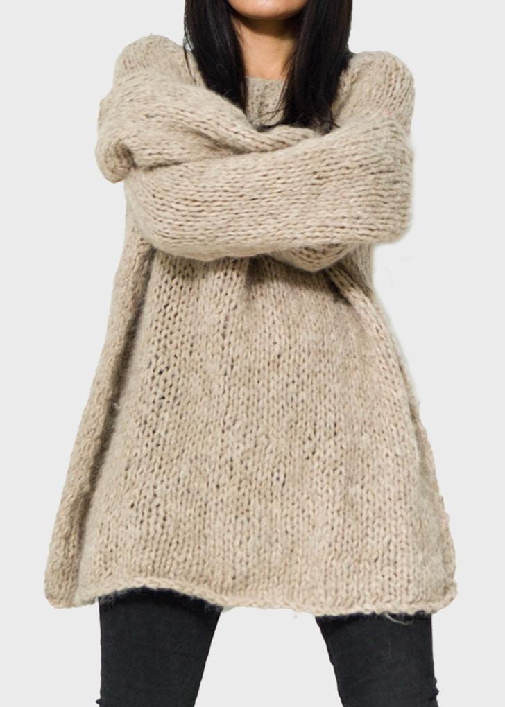 ALPACA SWEATER DRESS FOR WOMEN - LIGHT BROWN